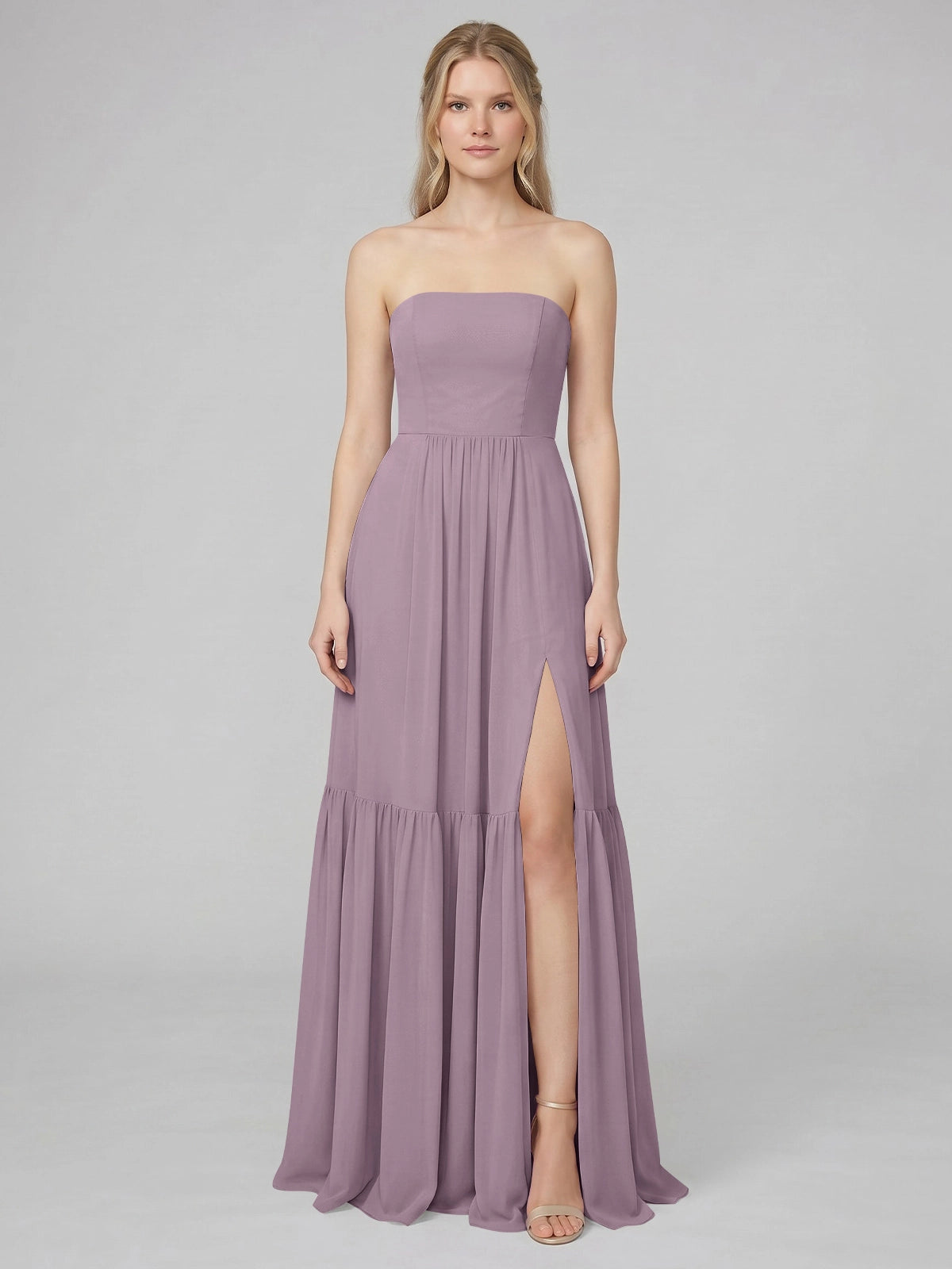 Strapless Bridesmaid Dress with Slit 