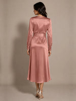 Silk-like Mother of the Bride Dress with Self-Tie Sash 