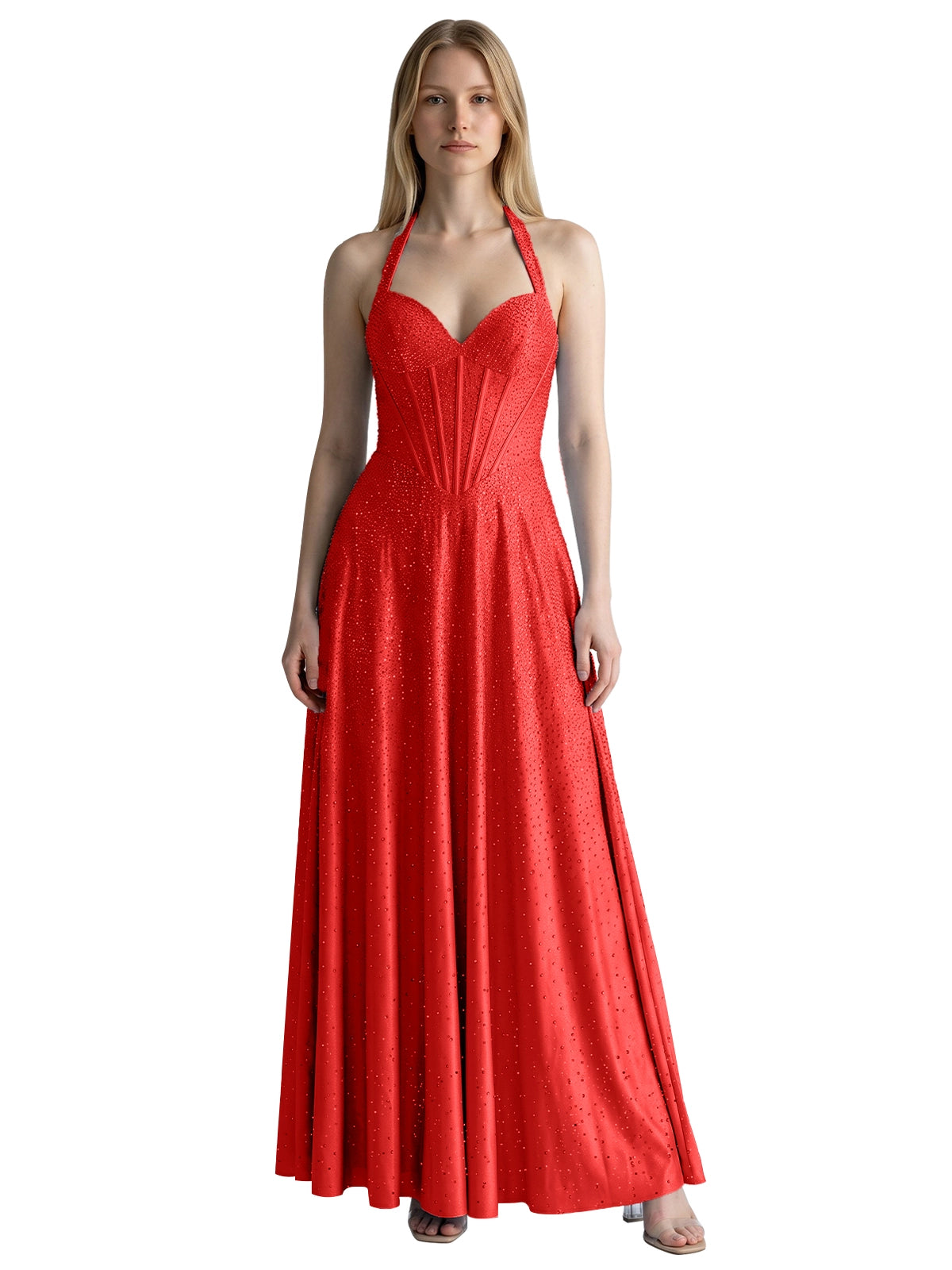 Halter Beaded Prom Dress 