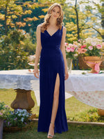 Velvet Bridesmaid Dress with Slit 