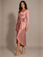 Silk-like Mother of the Bride Dress with Self-Tie Sash 