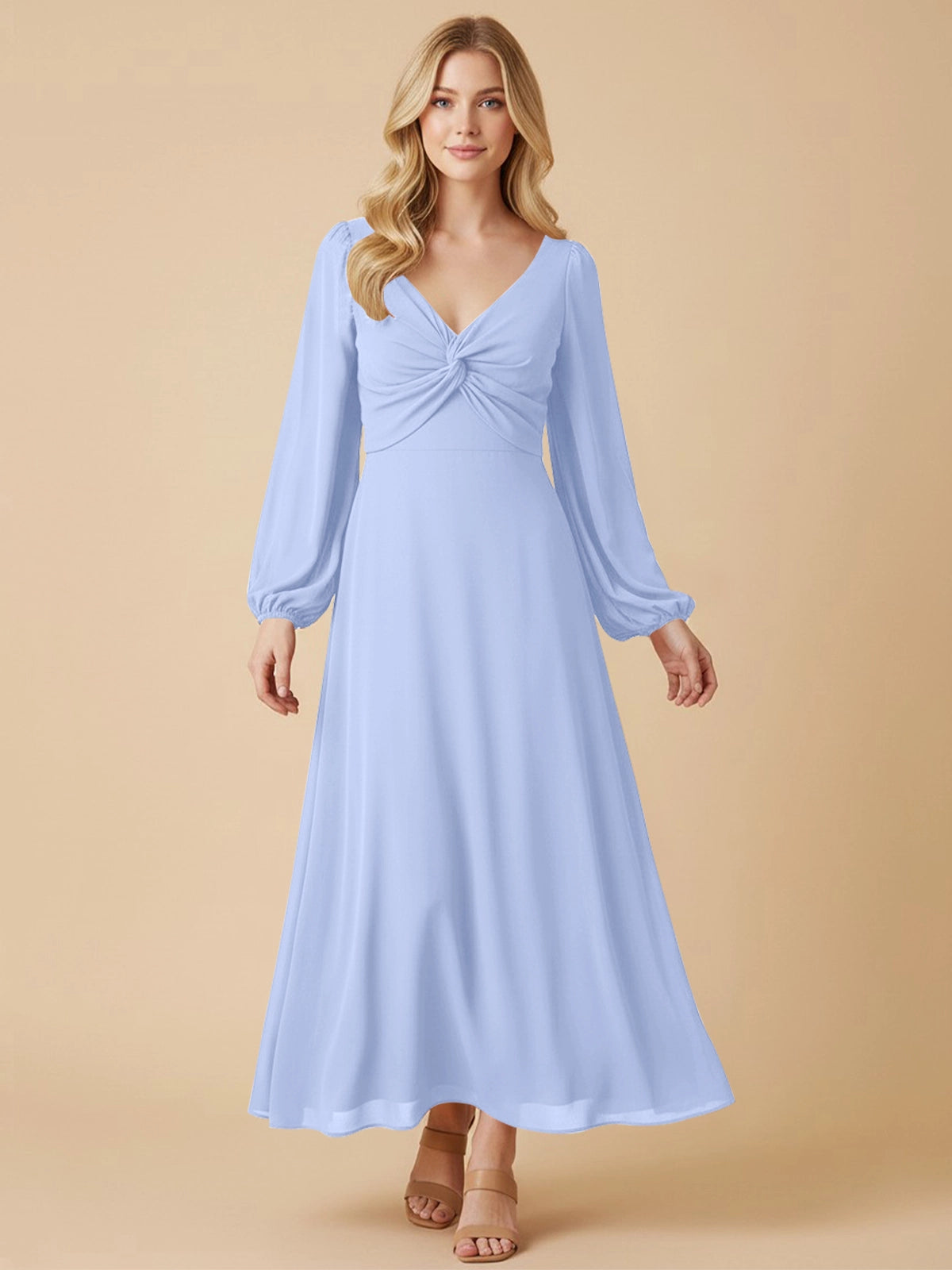 A-line Bridesmaid Dress with Long Sleeves 