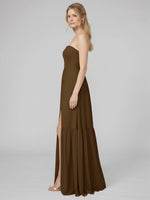 Strapless Bridesmaid Dress with Slit 