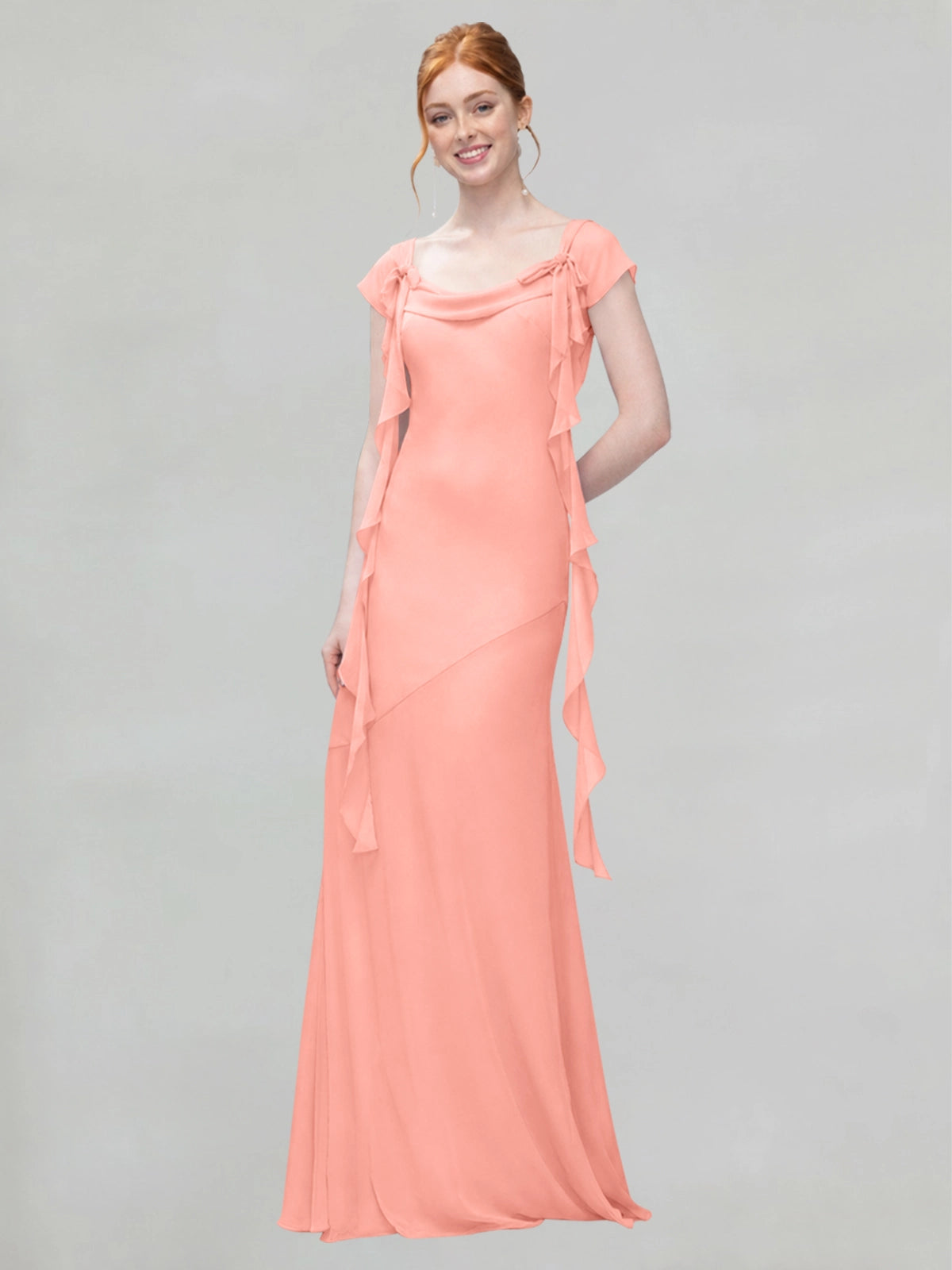 Flowy Ruffle Sheath Bridesmaid Dress 