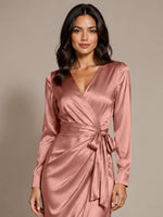 Silk-like Mother of the Bride Dress with Self-Tie Sash 