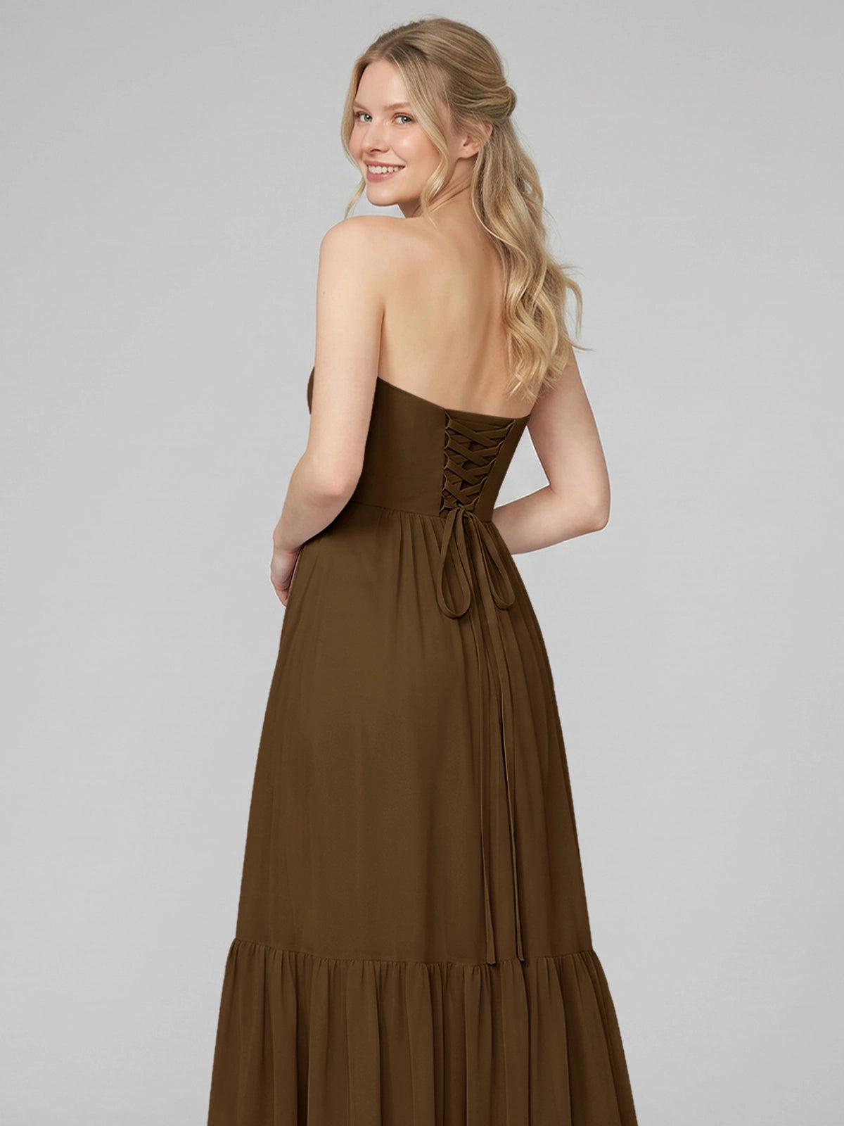 Strapless Bridesmaid Dress with Slit 