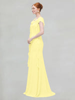 Flowy Ruffle Sheath Bridesmaid Dress 