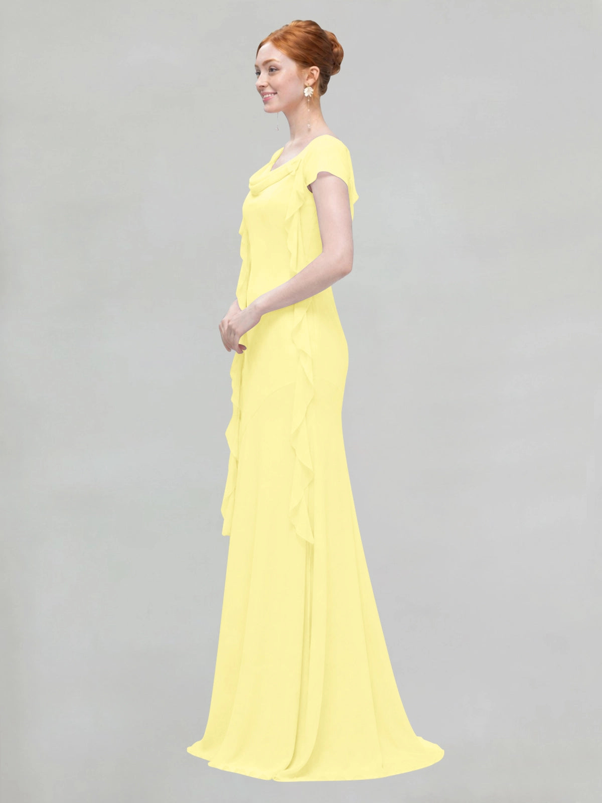 Flowy Ruffle Sheath Bridesmaid Dress 