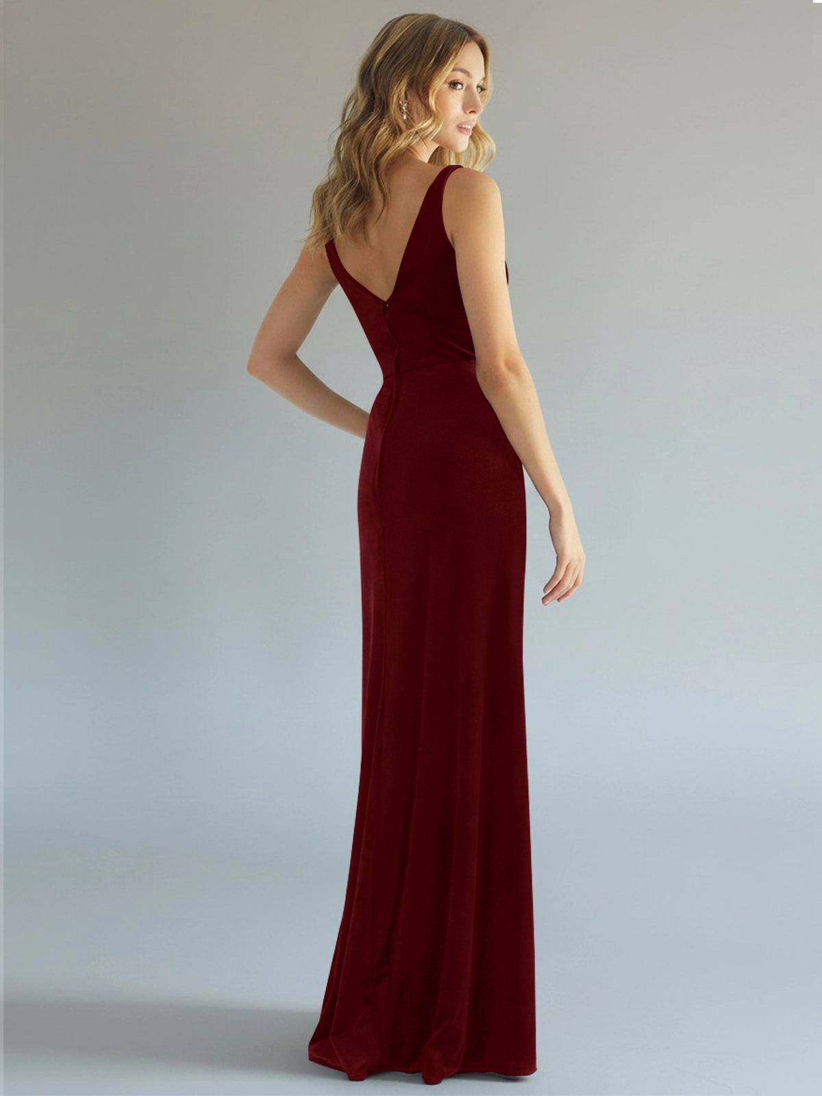 Velvet Bridesmaid Dress with Slit 