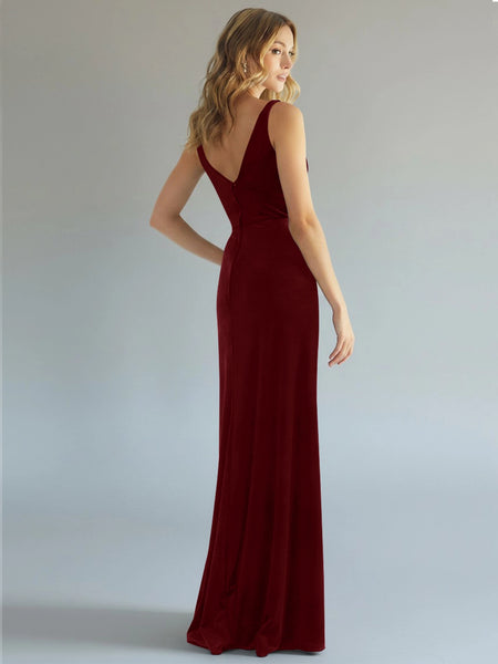 Velvet Bridesmaid Dress with Slit 