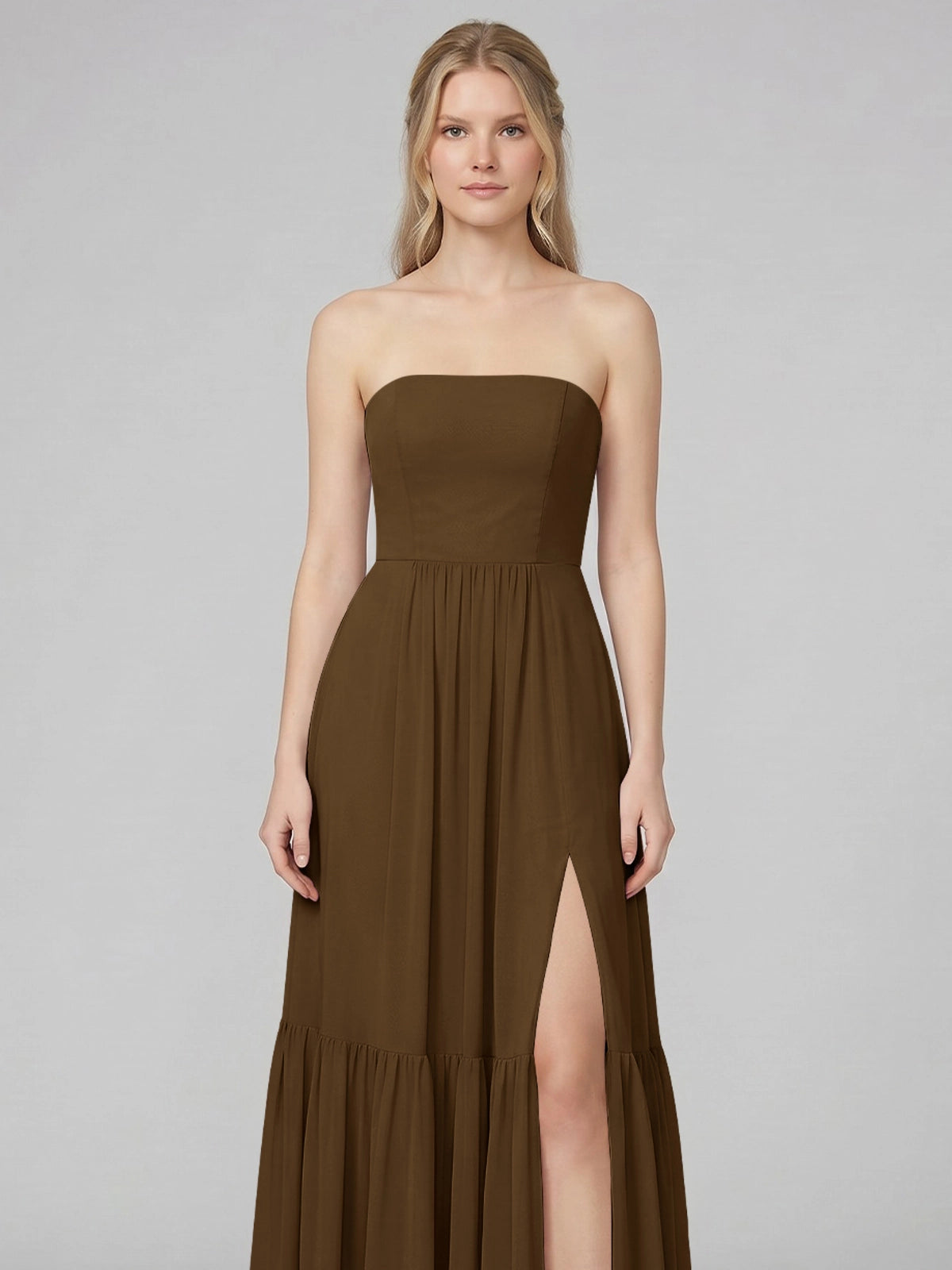 Strapless Bridesmaid Dress with Slit 