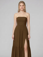 Strapless Bridesmaid Dress with Slit 