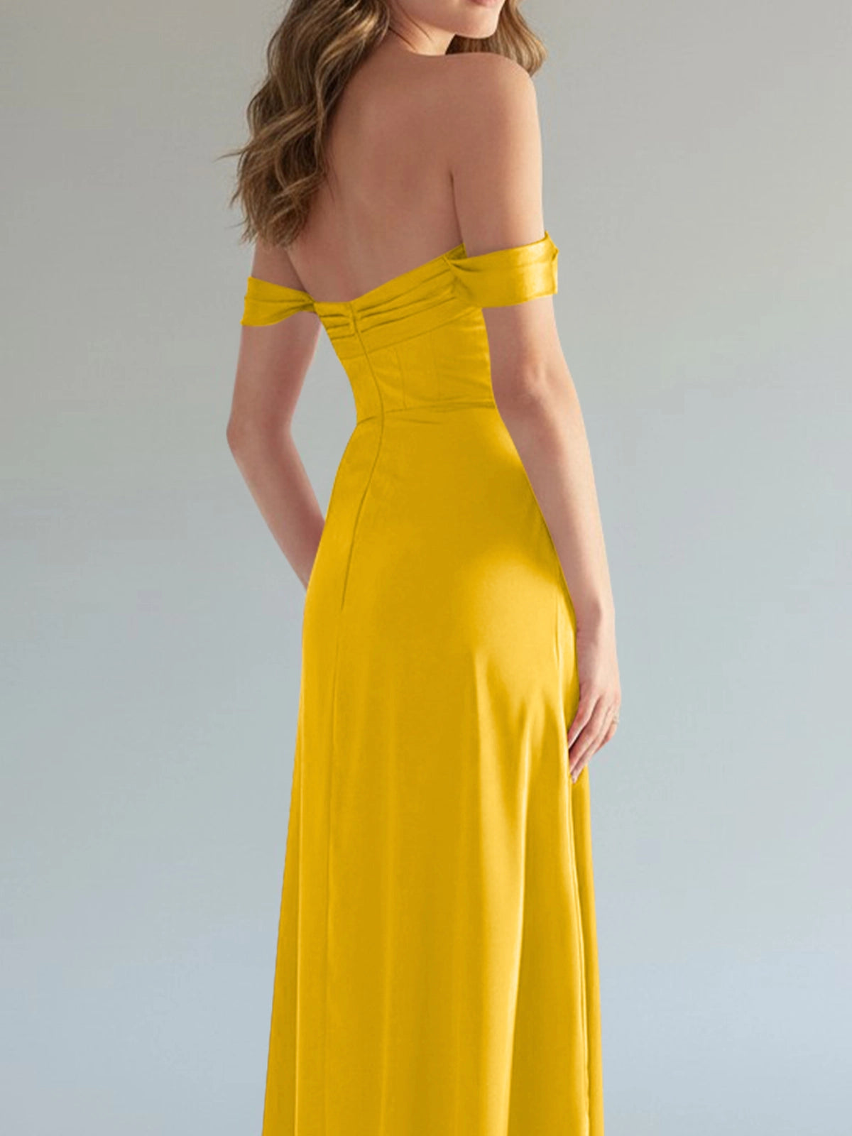 Off-the-Shoulder Slit Bridesmaid Dress 