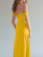 Off-the-Shoulder Slit Bridesmaid Dress 