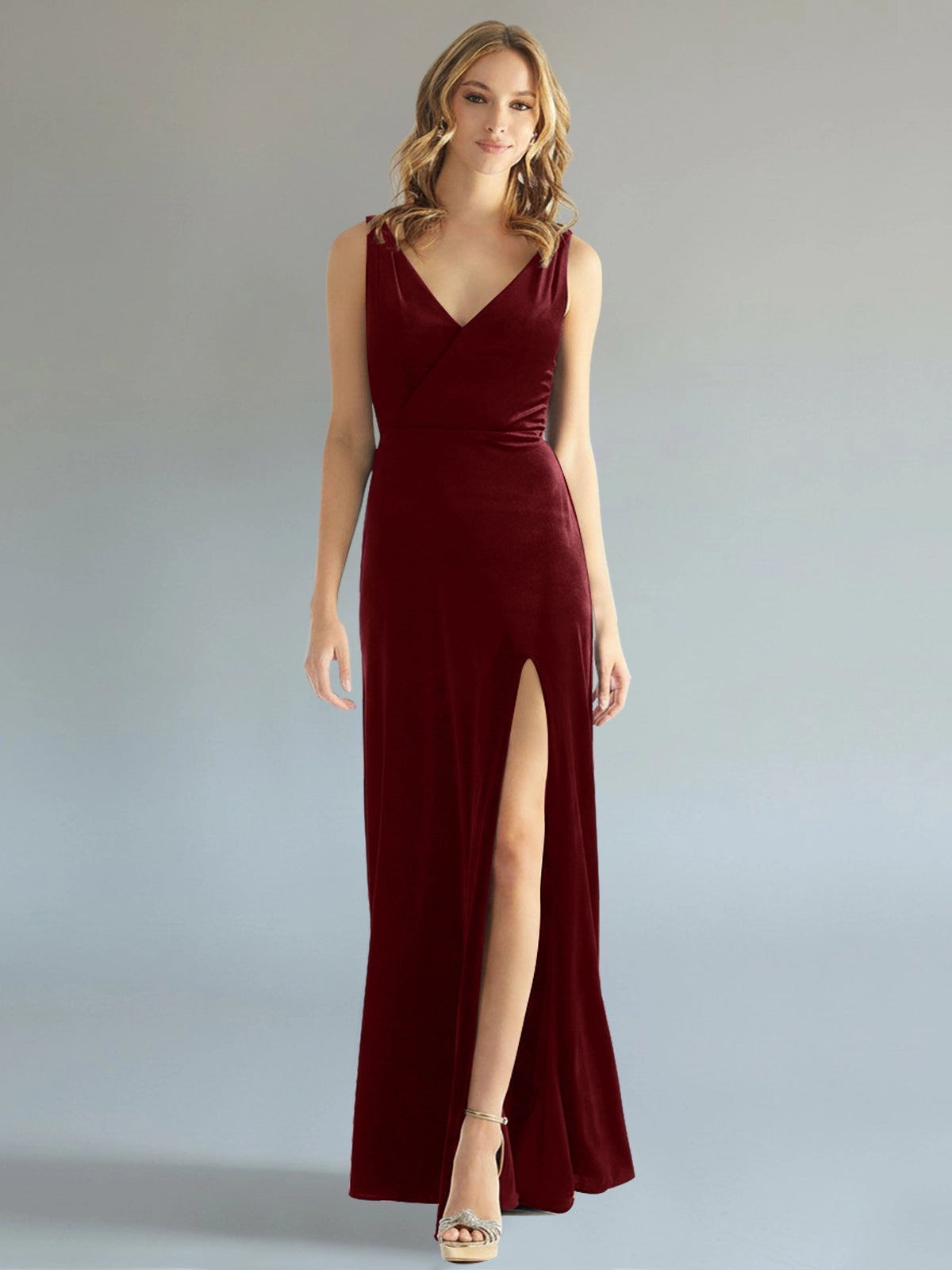 Velvet Bridesmaid Dress with Slit 