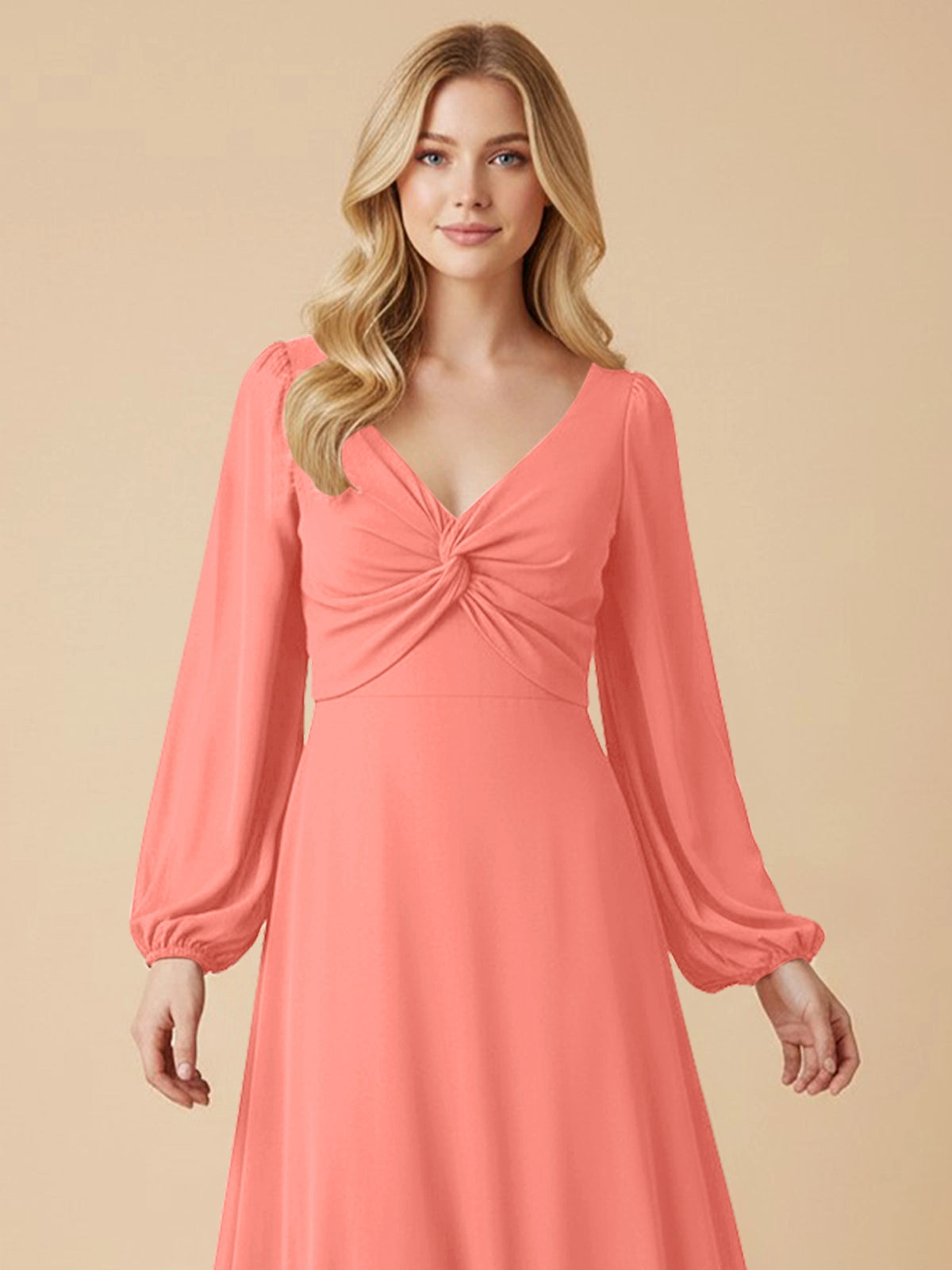 A-line Bridesmaid Dress with Long Sleeves 
