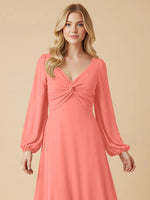 A-line Bridesmaid Dress with Long Sleeves 