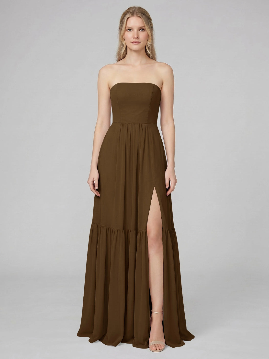 Strapless Bridesmaid Dress with Slit 