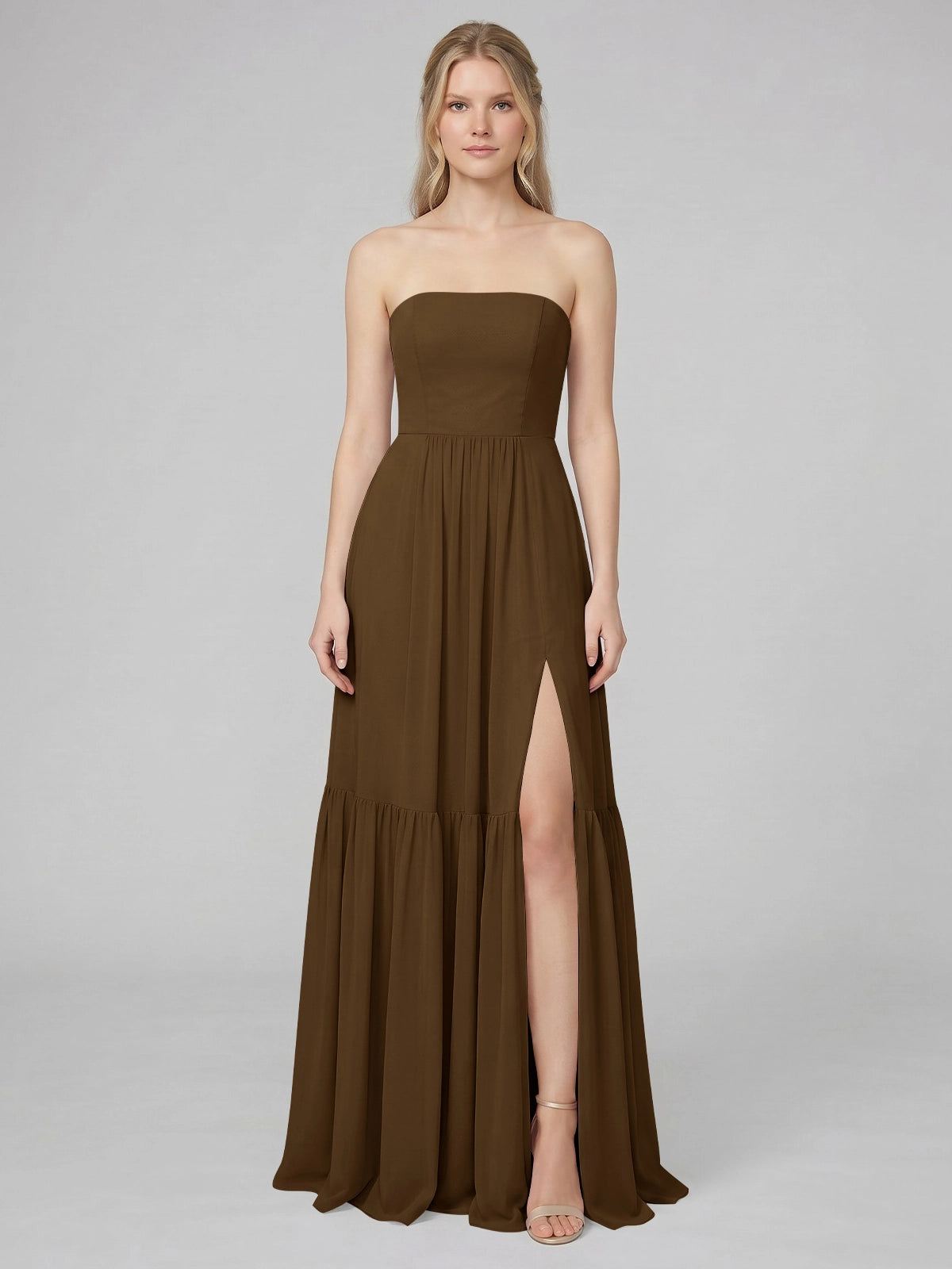Strapless Bridesmaid Dress with Slit 