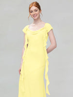 Flowy Ruffle Sheath Bridesmaid Dress 