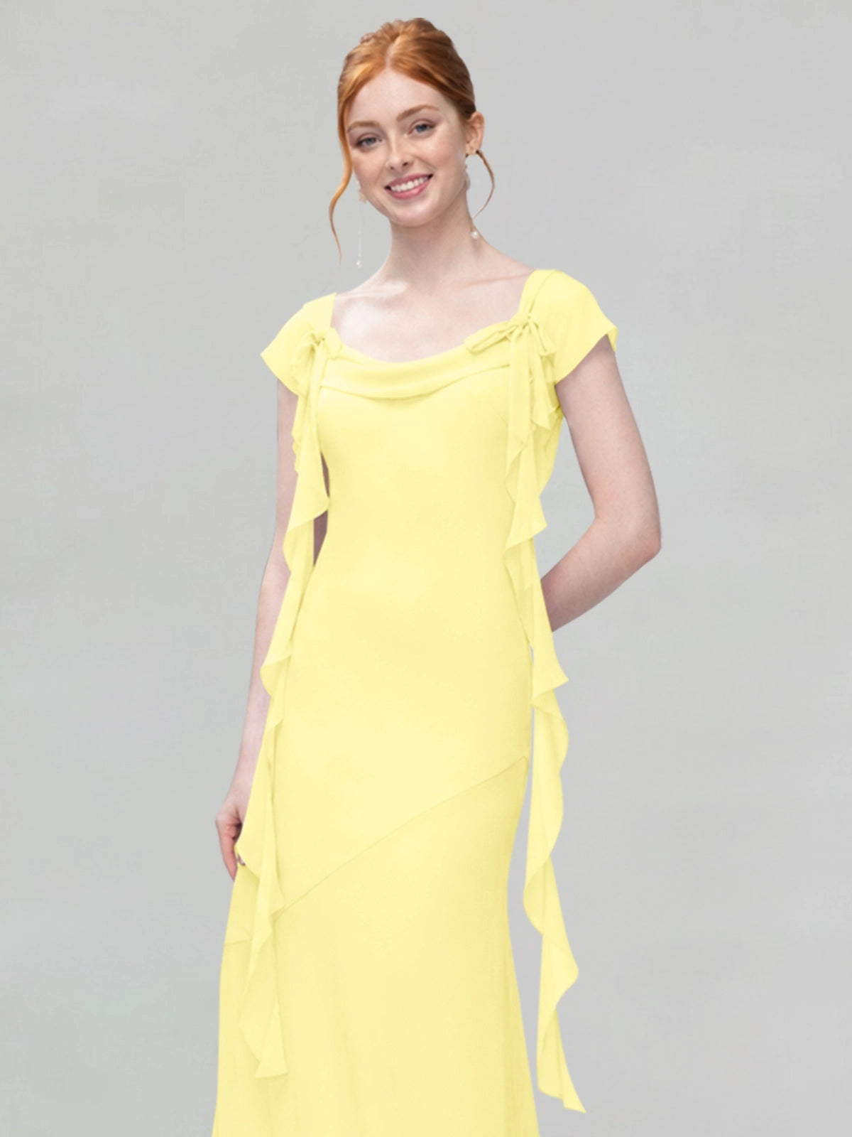 Flowy Ruffle Sheath Bridesmaid Dress 