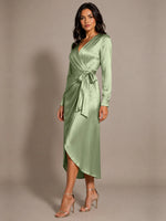 Silk-like Mother of the Bride Dress with Self-Tie Sash 