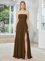 Strapless Bridesmaid Dress with Slit 