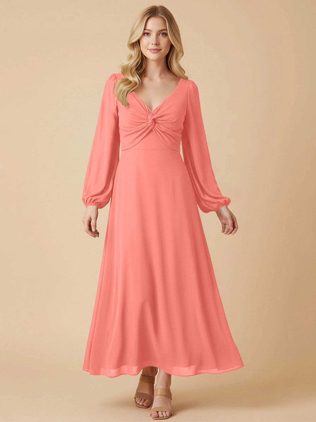 A-line Bridesmaid Dress with Long Sleeves 