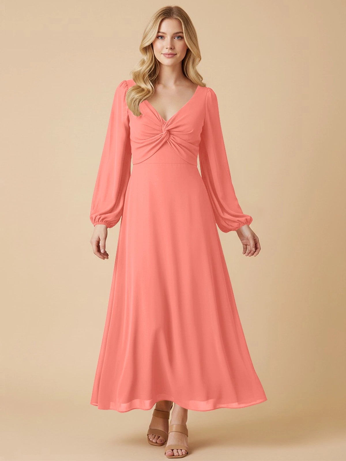 A-line Bridesmaid Dress with Long Sleeves 