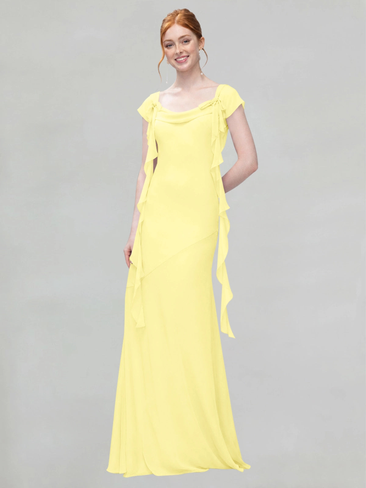 Flowy Ruffle Sheath Bridesmaid Dress 