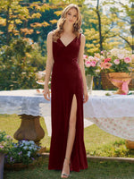 Velvet Bridesmaid Dress with Slit 