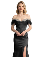 Corset Beaded Trumpet Prom Dress 