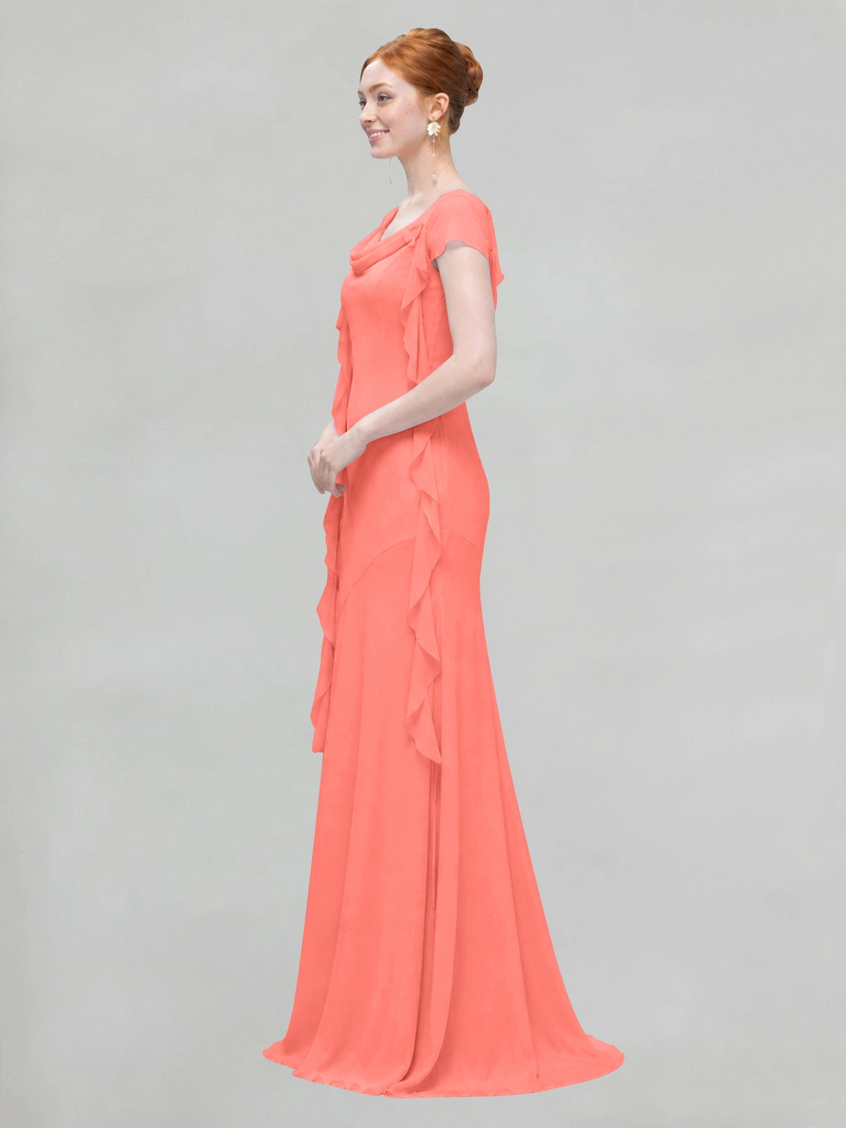 Flowy Ruffle Sheath Bridesmaid Dress 