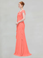 Flowy Ruffle Sheath Bridesmaid Dress 