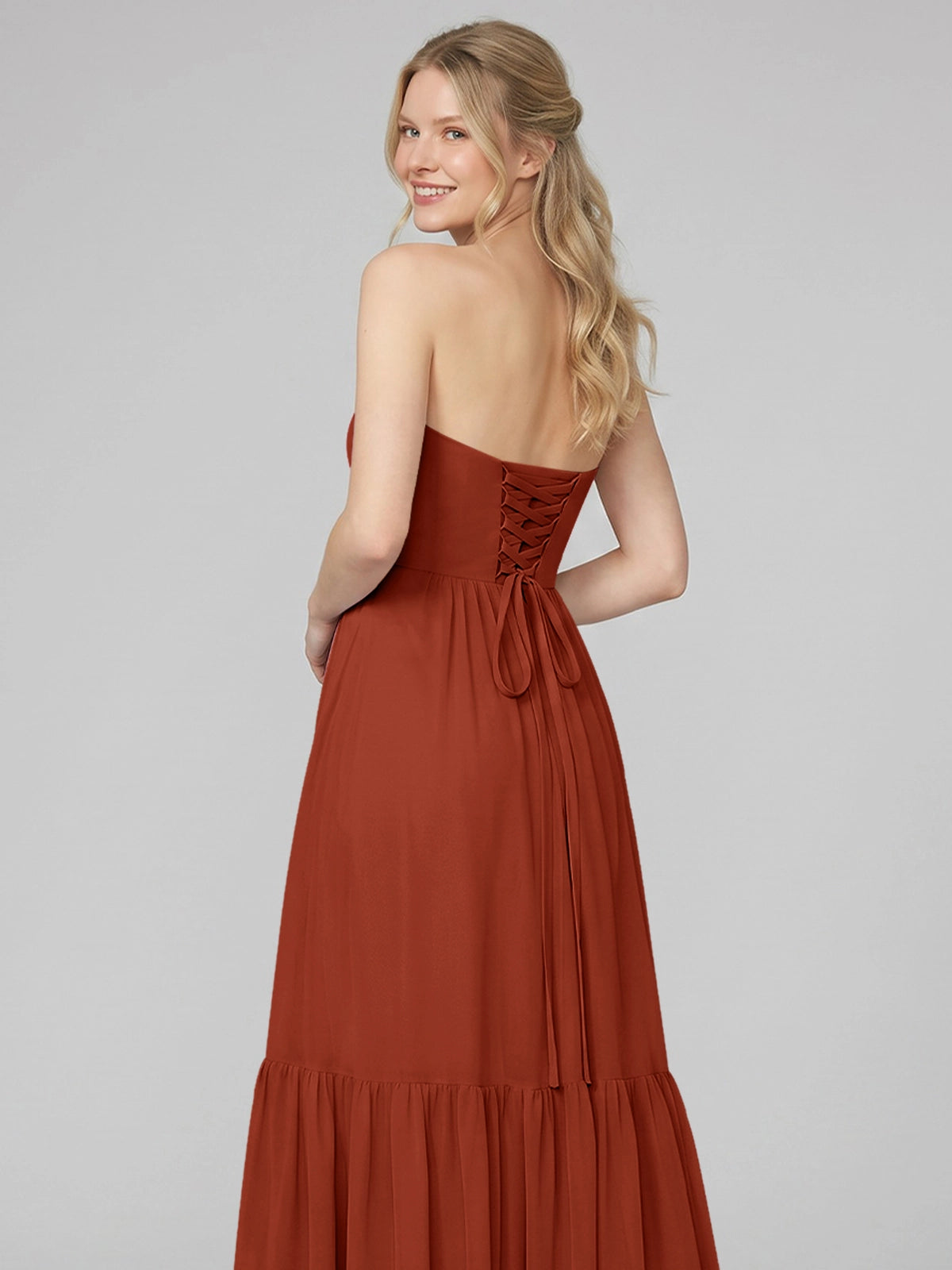 Strapless Bridesmaid Dress with Slit 