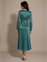 Silk-like Mother of the Bride Dress with Self-Tie Sash 