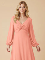 A-line Bridesmaid Dress with Long Sleeves 
