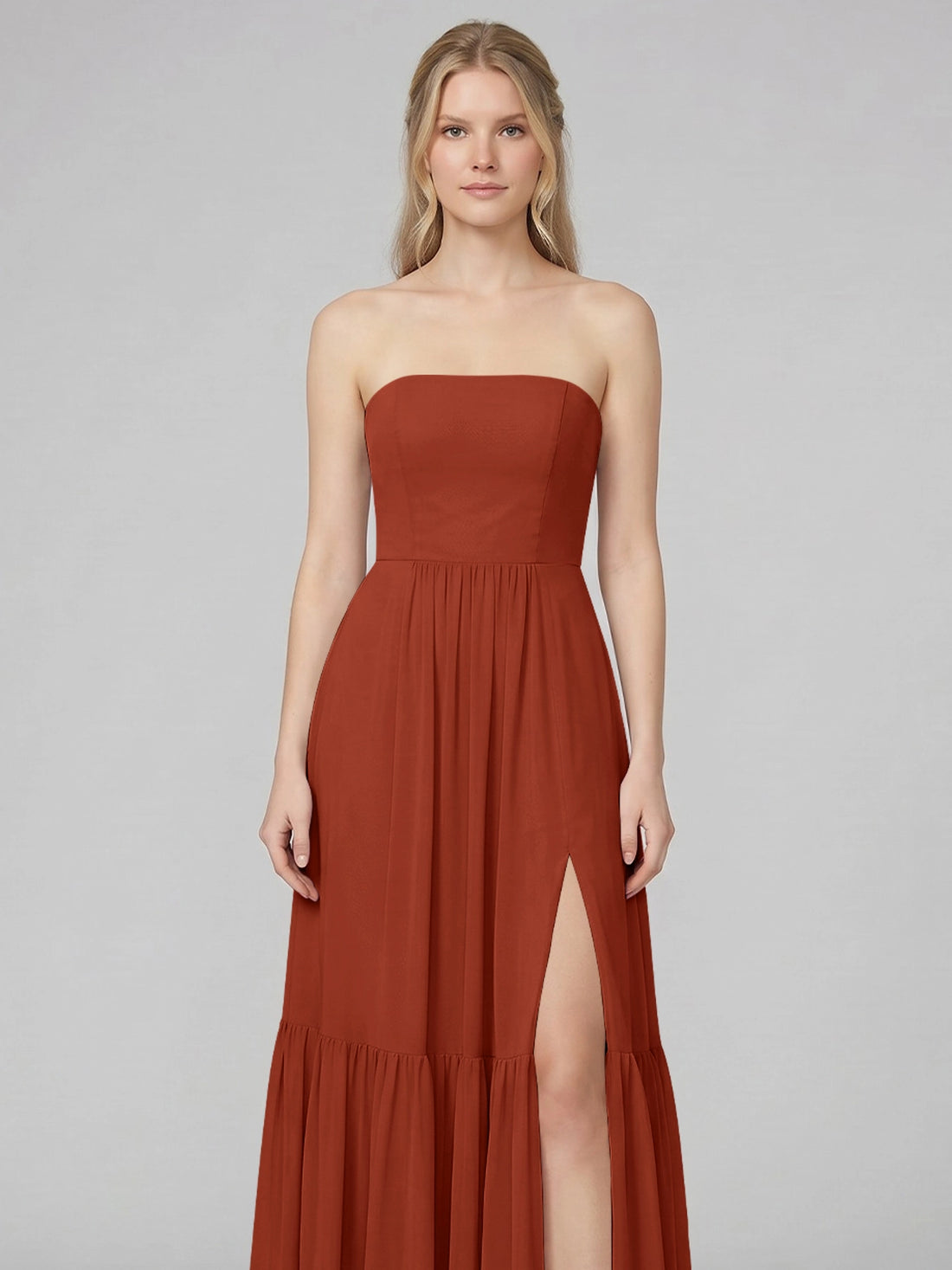 Strapless Bridesmaid Dress with Slit 