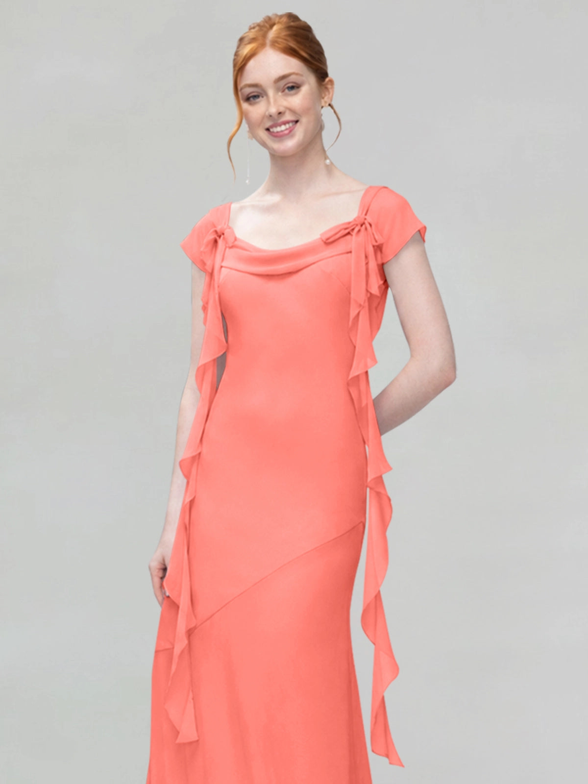 Flowy Ruffle Sheath Bridesmaid Dress 