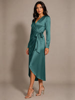 Silk-like Mother of the Bride Dress with Self-Tie Sash 