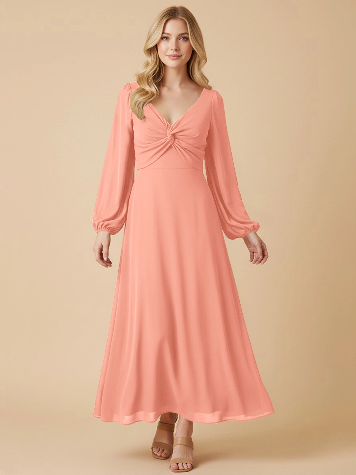 A-line Bridesmaid Dress with Long Sleeves 