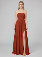 Strapless Bridesmaid Dress with Slit 