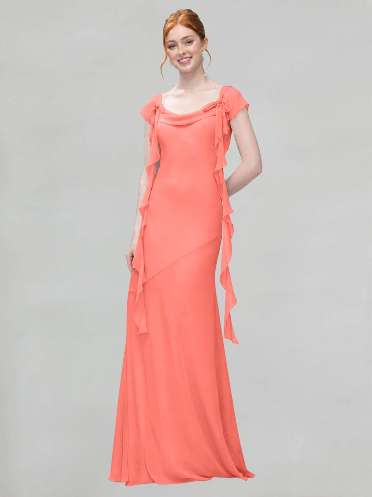 Flowy Ruffle Sheath Bridesmaid Dress 