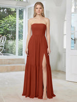 Strapless Bridesmaid Dress with Slit 