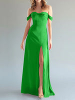 Off-the-Shoulder Slit Bridesmaid Dress 