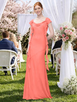 Flowy Ruffle Sheath Bridesmaid Dress 