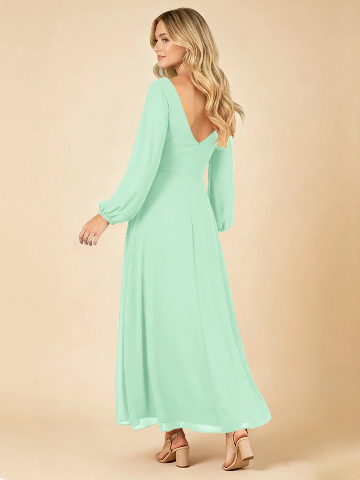 A-line Bridesmaid Dress with Long Sleeves 