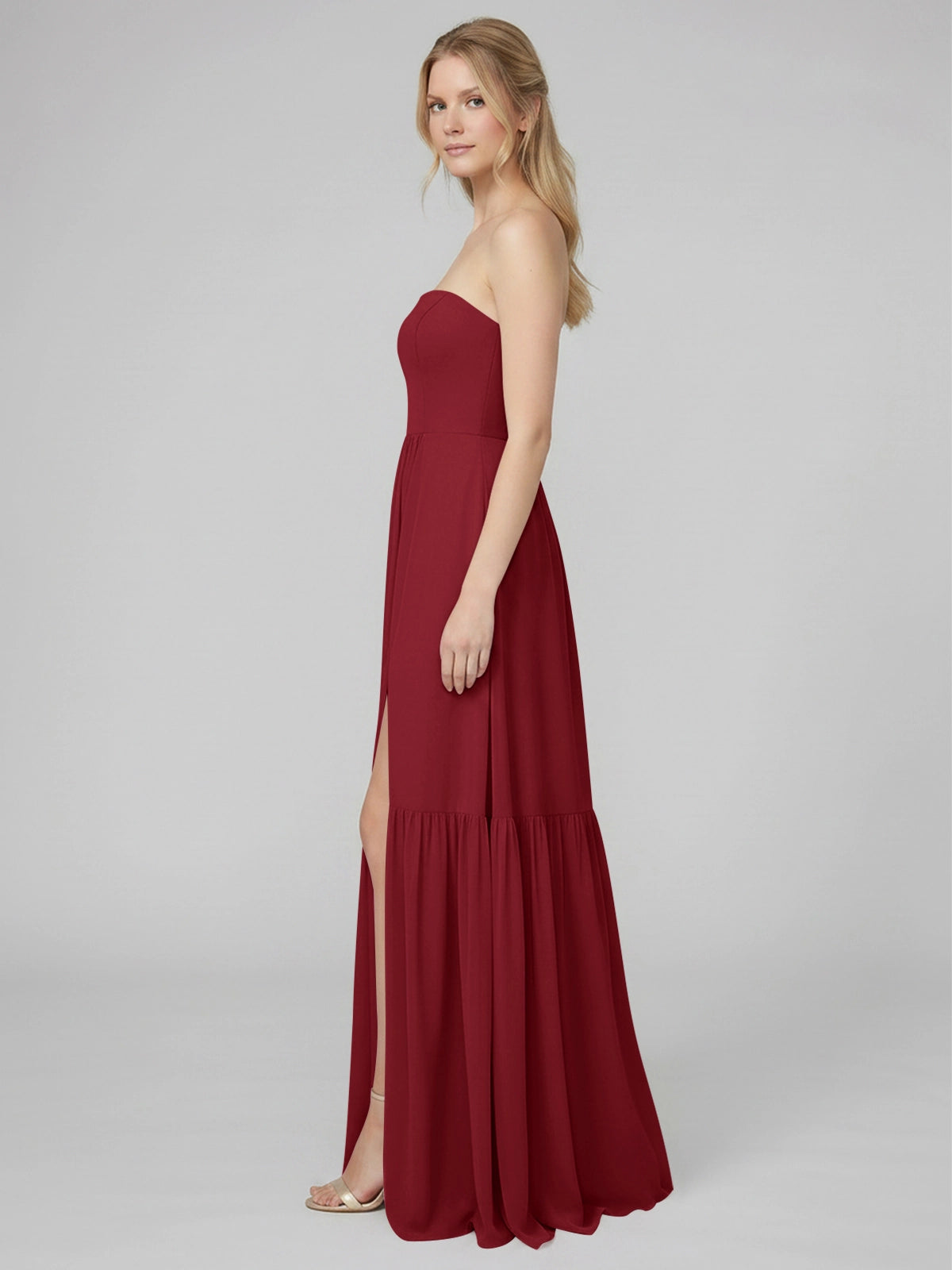Strapless Bridesmaid Dress with Slit 