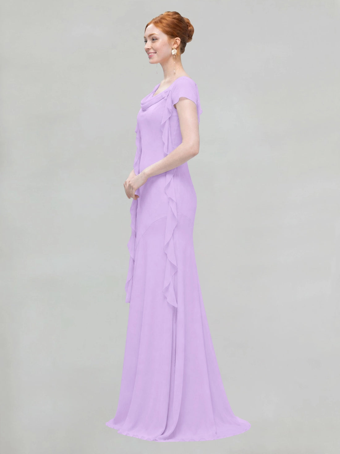 Flowy Ruffle Sheath Bridesmaid Dress 