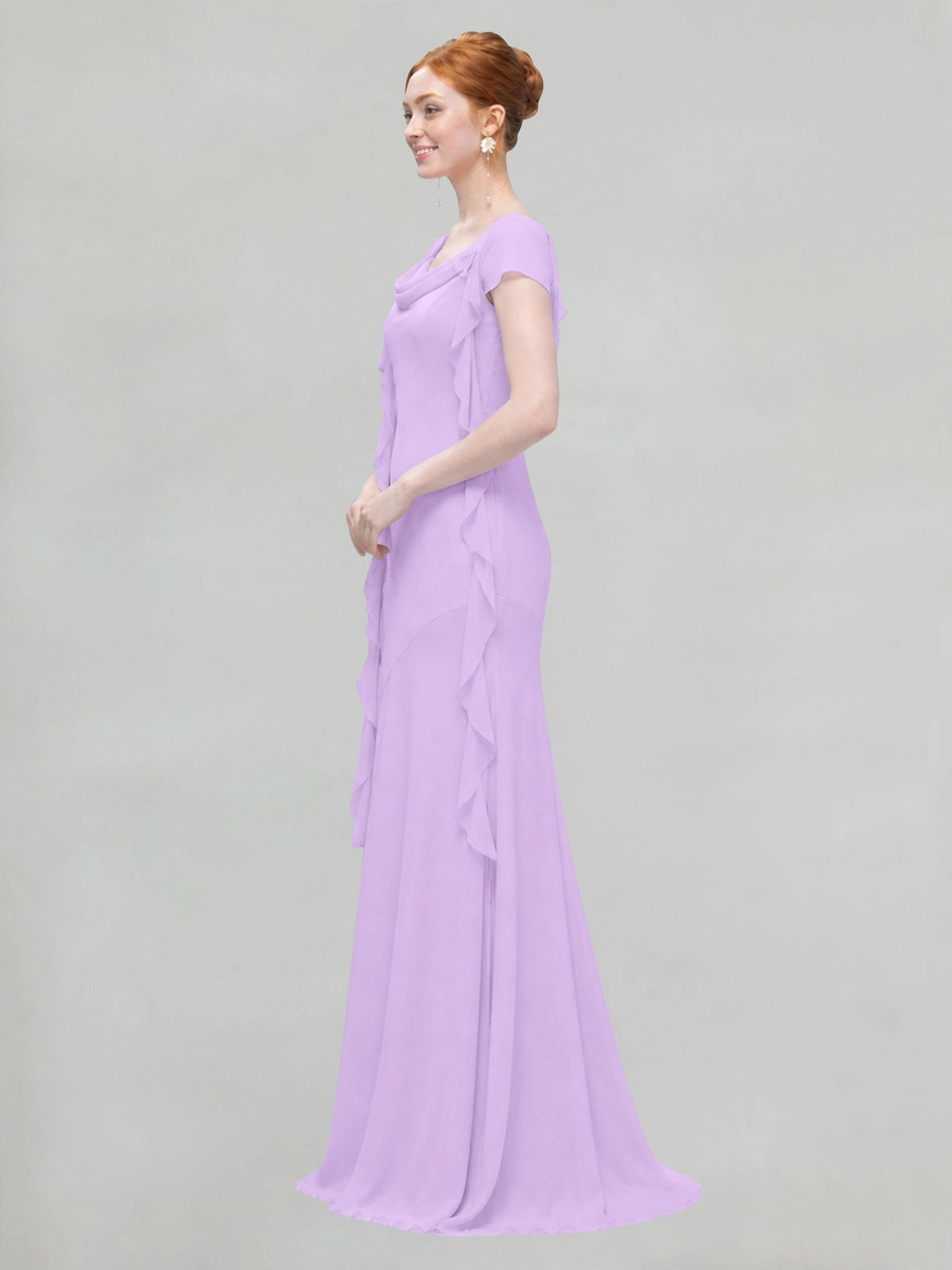 Flowy Ruffle Sheath Bridesmaid Dress 